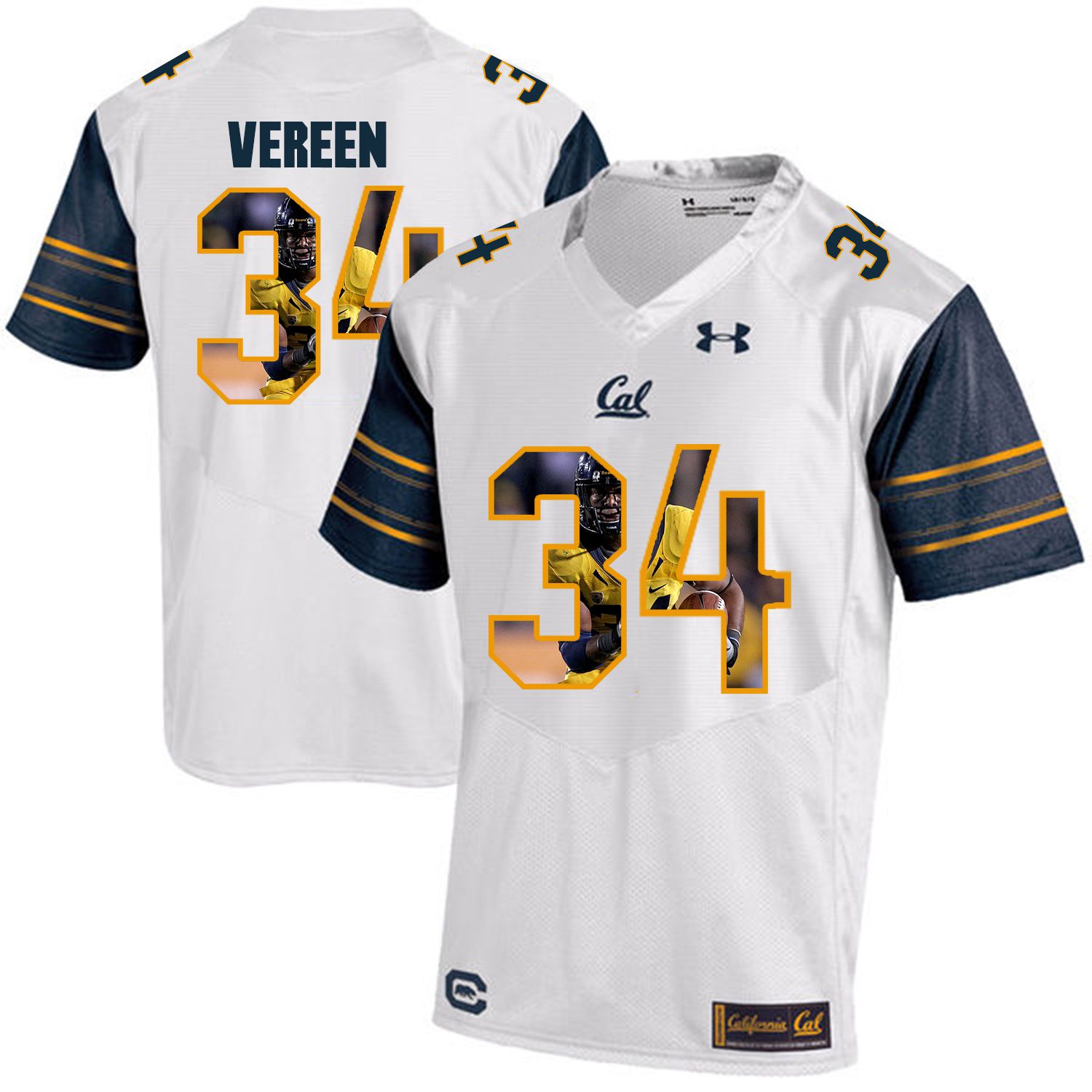 Men California Golden Bears 34 Shane Vereen White Customized NCAA Jerseys